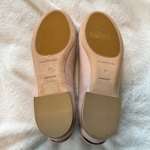 BALENCIAGA Rose Pink Goatskin Leather Flats Sz 37 - Picture 3 of 5
